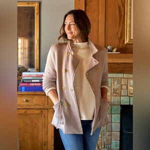 Frank & Eileen Belfast Double Breasted Cotton Sweatshirt Peacoat Size small